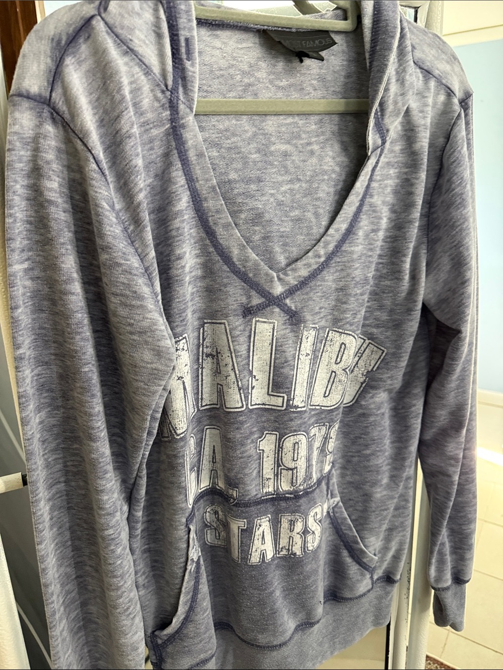 Almost Famous Gray Malibu Graphic Hooded Pullover